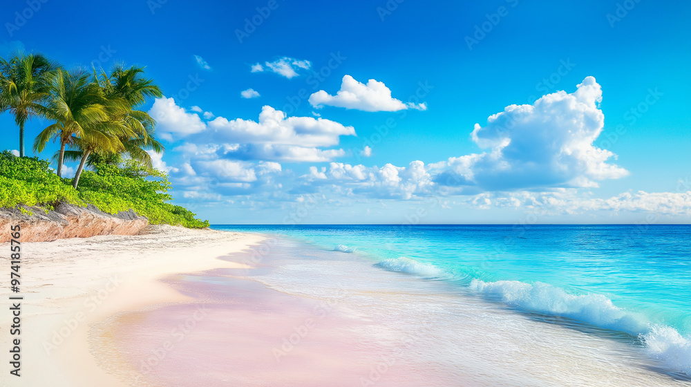 Pink sands beach is beautiful, the sky is beautiful, the sea is clear, the clouds are beautiful, the weather is good. Pink sands beach is beautiful, the sky is beautiful, the sea is clear, the clouds are beautiful, the weather is good.