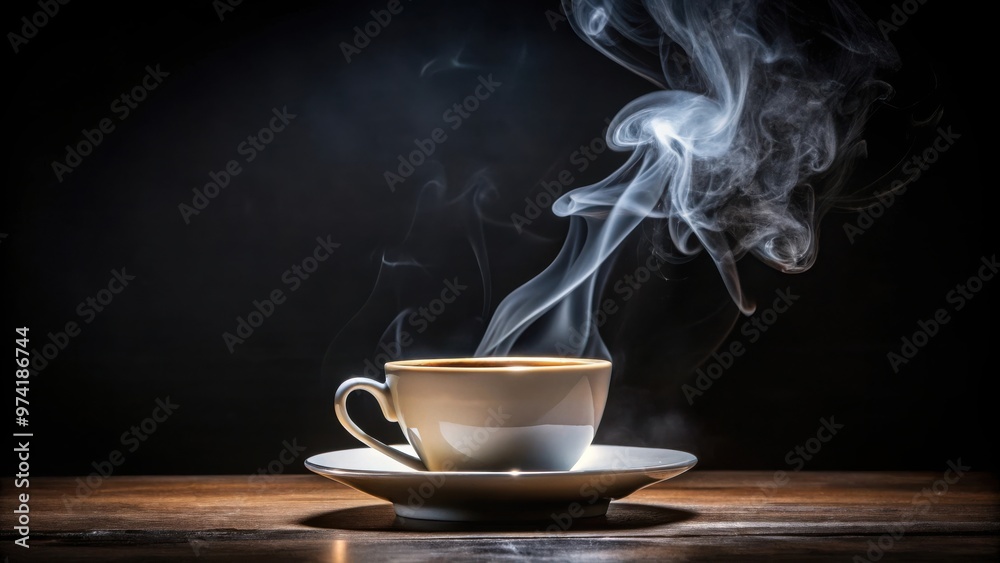 Steaming coffee in cup isolated on black with copy space, perfect for a cozy morning Steaming coffee in cup isolated on black with copy space, perfect for a cozy morning