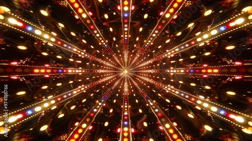 Captivating Explosion of Radiant Casino Lights in Centered Symmetric Design