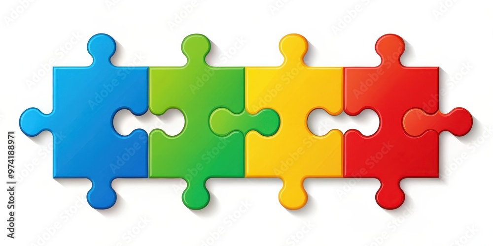 Four connected jigsaw puzzle pieces template Four connected jigsaw puzzle pieces template