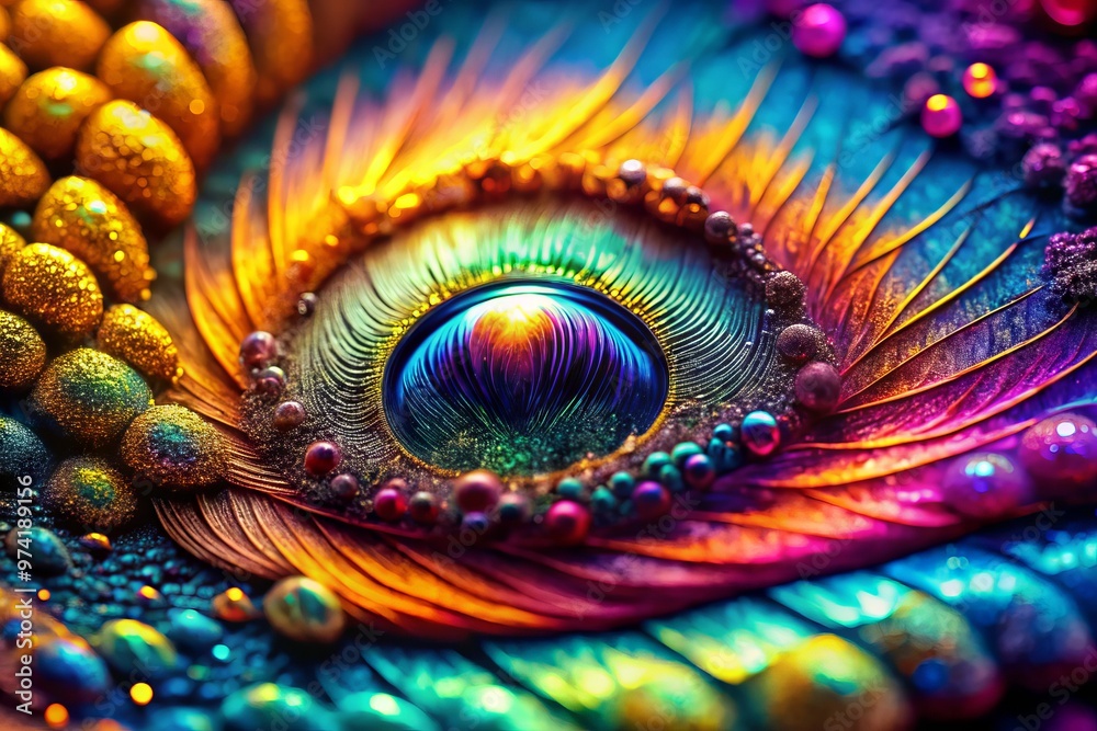 Obraz premium Extreme close-up of a subtle gradient filter highlighting vibrant hues, abstract texture, and intricate details,