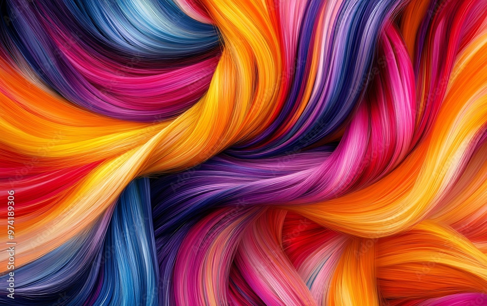 Naklejka premium Colorful Abstract Braided Hair Art in Vibrant Primary Colors