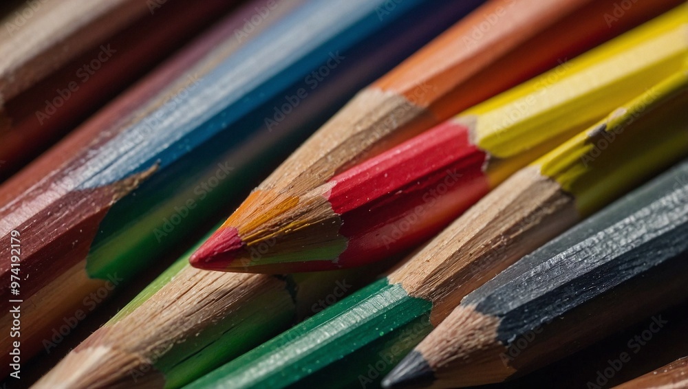 A dynamic scene of colorful pencils scattered across