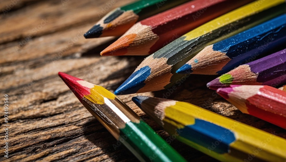 pencils on white background