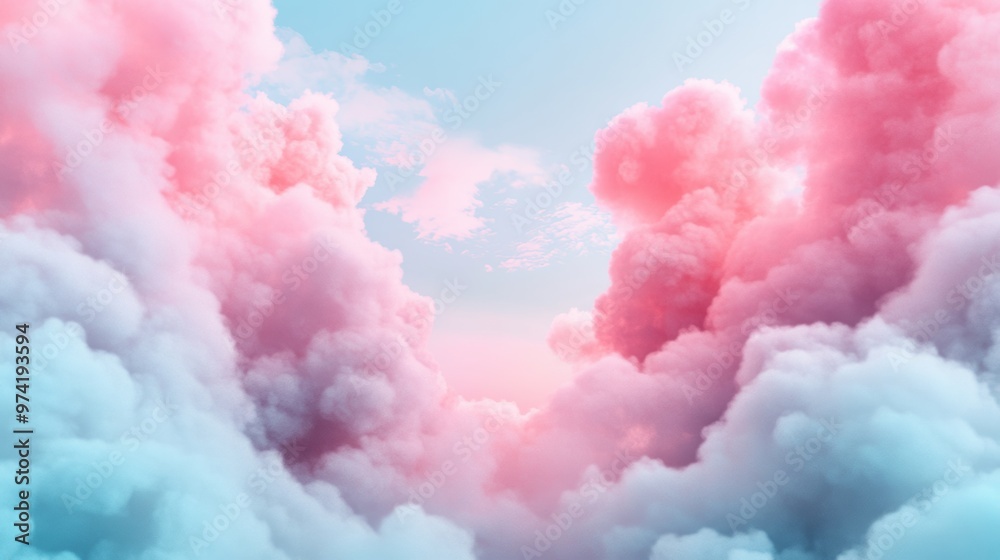 A soft pastel background adorned with light clouds creates a dreamy atmosphere A soft pastel background adorned with light clouds creates a dreamy atmosphere