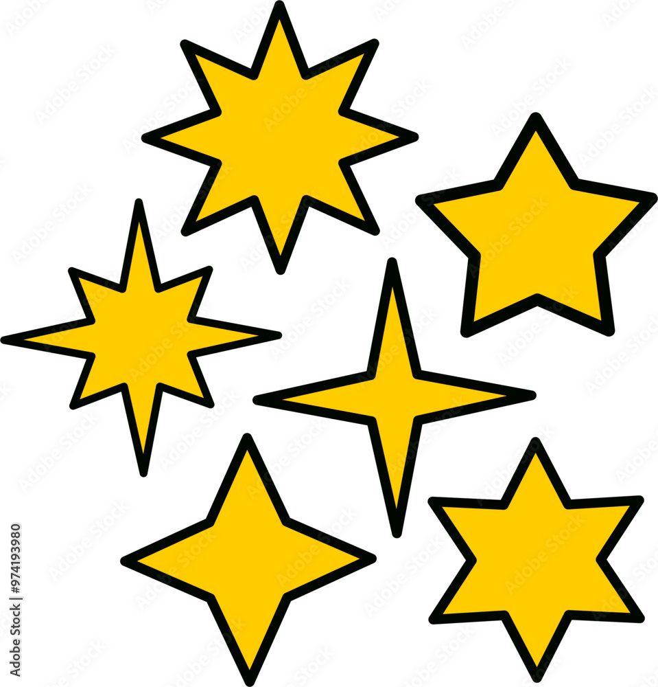 Set of golden stars vector image or clipart Set of golden stars vector image or clipart