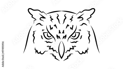 owl face flat illustration Great horned owl