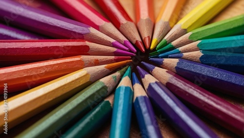 Obraz na płótnie A closeup view of brightly colored pencils w salonie