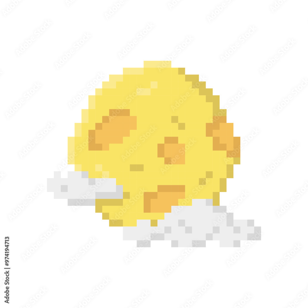 Obraz premium The moon with clouds for Halloween. Pixel 8bit style