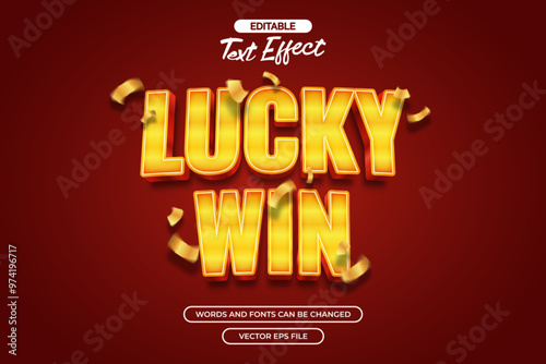 Lucky win editable text effect with confetti decoration