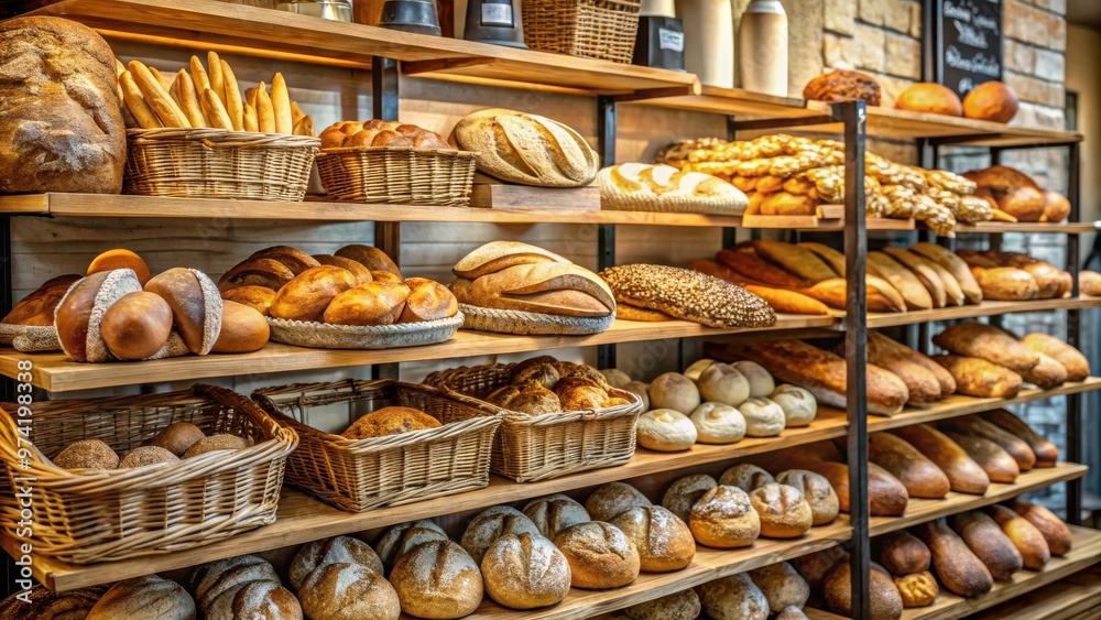 Freshly baked assortment of bread in a local bakery shop Freshly baked assortment of bread in a local bakery shop