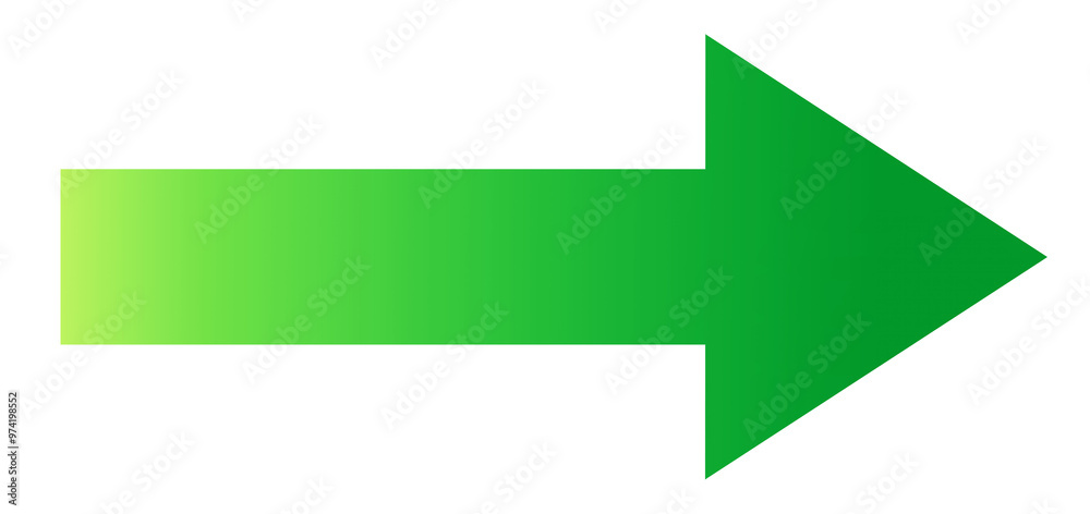 Obraz premium 矢印 アロー 緑 横 右 素材 あしらい パーツ 方向 横向き 右向き 直進 移動 スピード 案内 標識 誘導 順路 順番 指示 転送 シンプル 白背景 白バック 透過