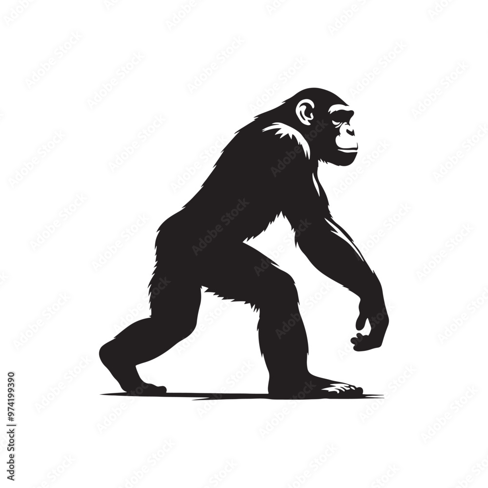 Fototapeta premium Captivating chimpanzee silhouette for various design uses - Chimpanzee black vector