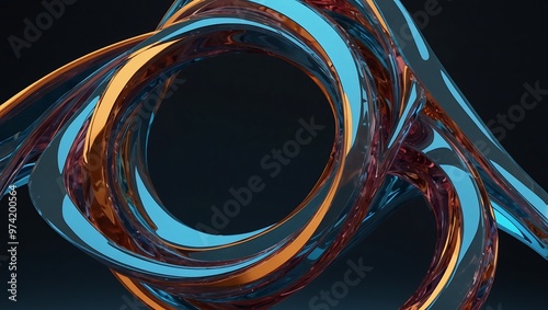 Fototapeta Naklejka Na Ścianę i Meble -  A blue and orange 3D abstract swirl one of several images being uploaded to the site	