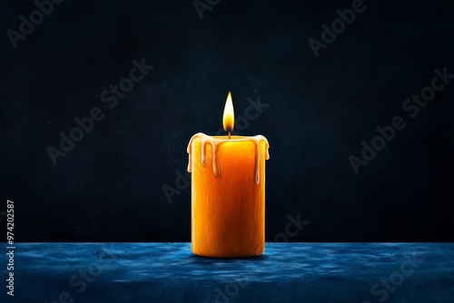 Watercolor of a candle flickering in the wind, symbolizing fragile hope amid sadness photo