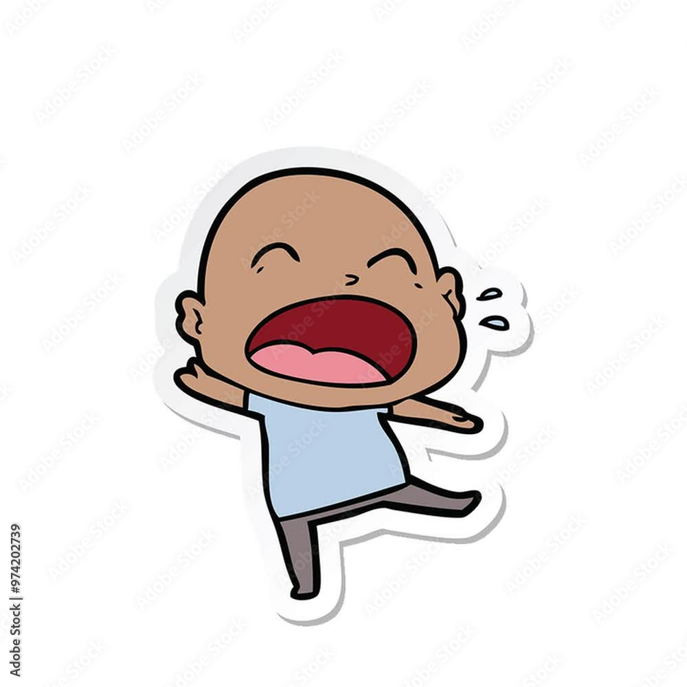 sticker of a cartoon shouting bald man sticker of a cartoon shouting bald man