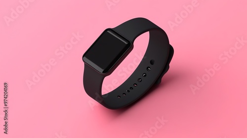 Black Smartwatch on a Pink Background