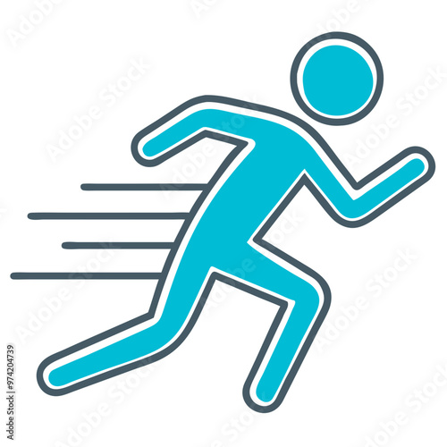 Running Figure Icon, Blue Vector for Fitness and Speed
