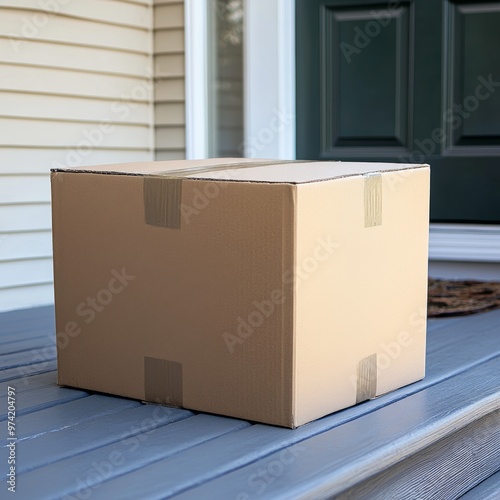 Cardboard Box Sitting on a Front Porch Entrance