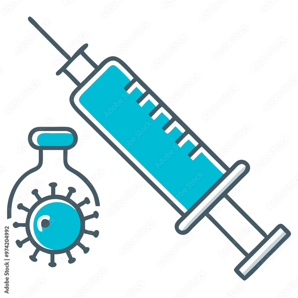 Syringe and Vaccine Bottle Icon, Blue Vector for Immunization and Healthcare
Syringe and Vaccine Bottle Icon, Blue Vector for Immunization and Healthcare