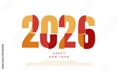 Elegant 2026 new year number text design..