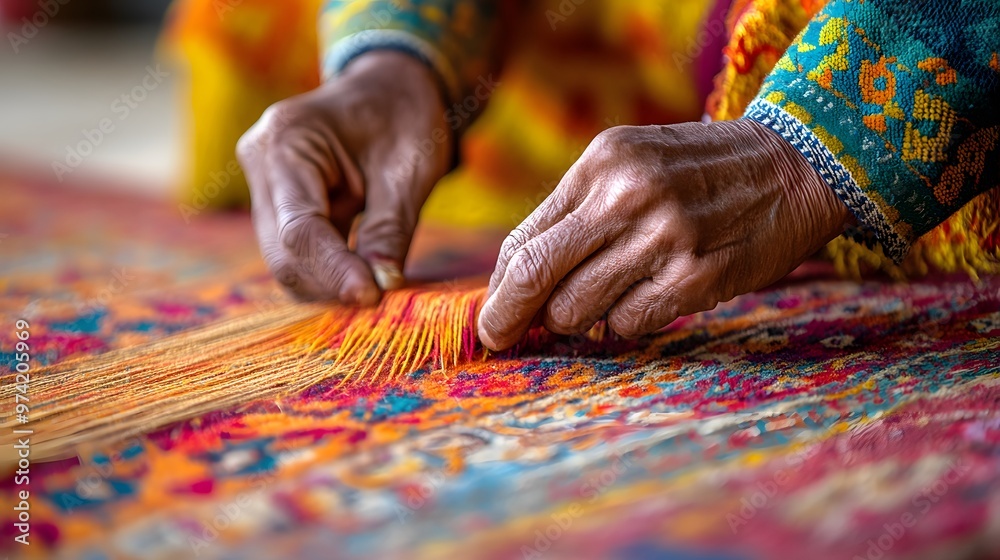 Nepalese Handicrafts: A close-up of a Nepalese artisan’s hands weaving a traditional rug, with intricate patterns and bright colors highlighting the craftsmanship.
Nepalese Handicrafts: A close-up of a Nepalese artisan’s hands weaving a traditional rug, with intricate patterns and bright colors highlighting the craftsmanship.