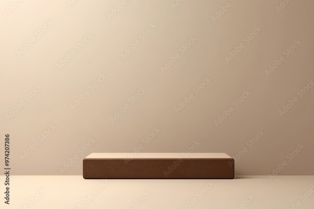 A Single Brown Platform on a Beige Background A Single Brown Platform on a Beige Background