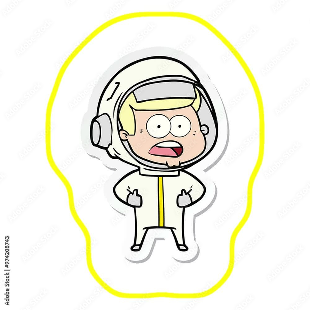 sticker of a cartoon surprised astronaut sticker of a cartoon surprised astronaut