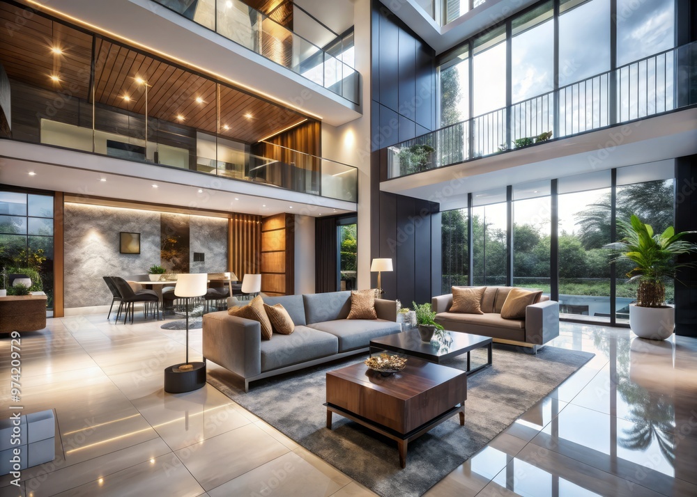 Luxurious modern residence featuring sleek lines, marble floors, floor-to-ceiling windows, and sophisticated decor, Luxurious modern residence featuring sleek lines, marble floors, floor-to-ceiling windows, and sophisticated decor,