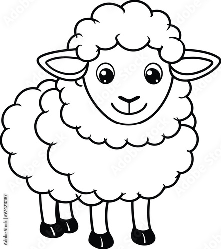 Adorable Sheep with Fluffy Wool Coloring Book
