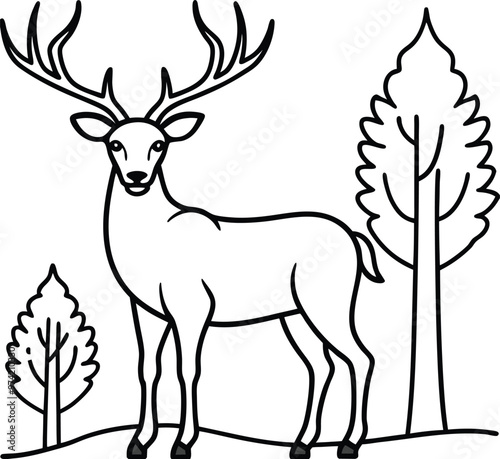 Kids Coloring Adventure Deer with Antlers 