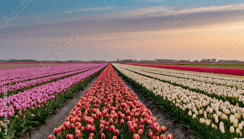 Tulip Fields in the Netherlands, Blooming in a Vibrant Sea of Colors