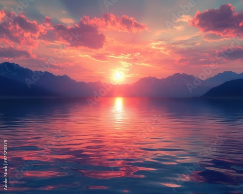 sunset over the lake, ultra realistic, cinematic, vibrant colors