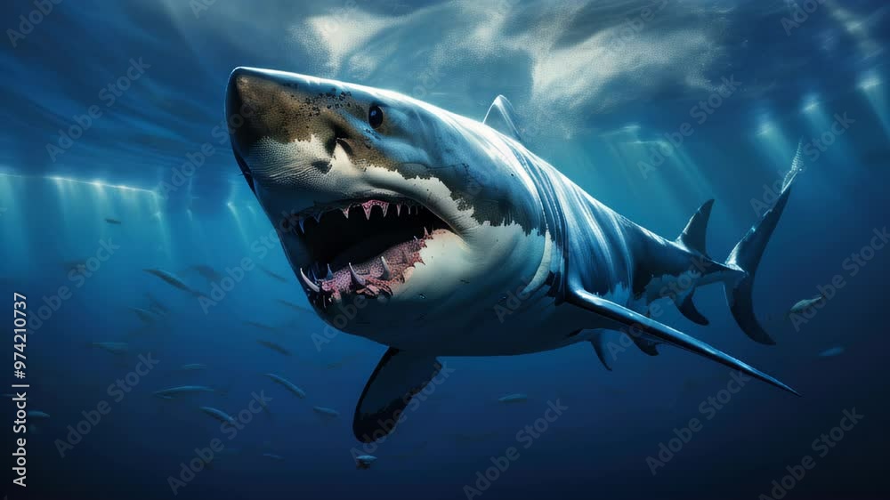 Exploring the underwater world in a marine sanctuary while encountering a great white shark Exploring the underwater world in a marine sanctuary while encountering a great white shark