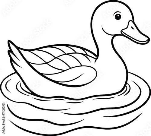 Kids Coloring Book Duck Floating on Water Fun and Relaxing Pages
