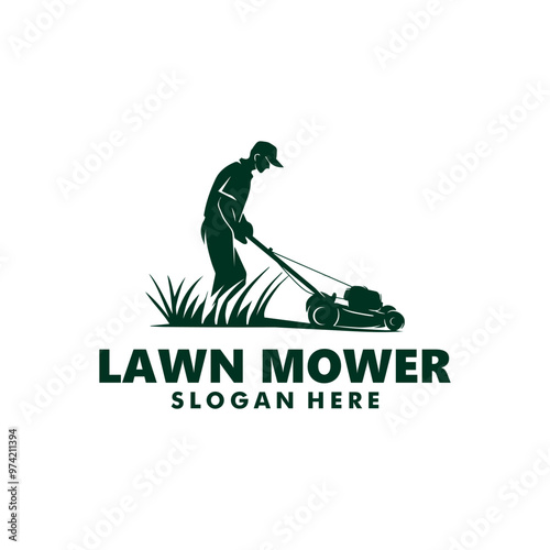 Lawn Mower logo design vector silhouette illustration