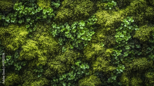 Green texture resembling moss or foliage,