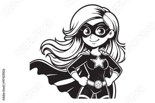 Black Female Hero Silhouette Vector Illustration