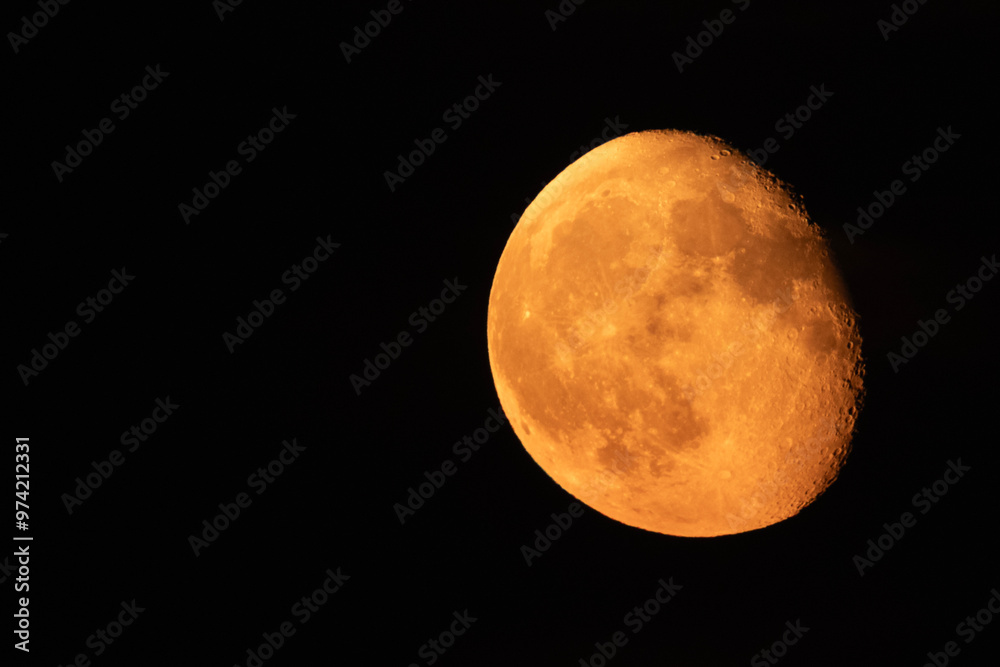Fototapeta premium An orange waning Moon. Copy space