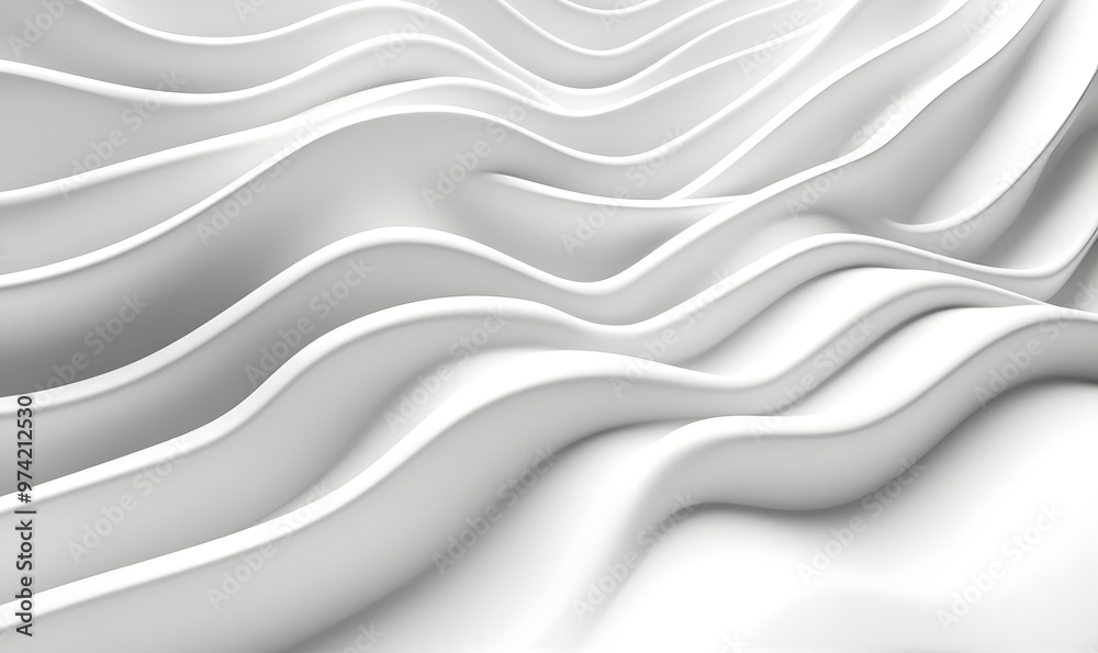 Fototapeta premium Minimalist style pure white wave world wallpaper