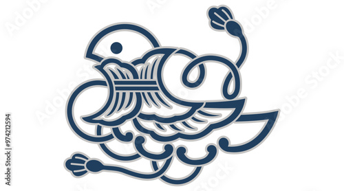 筒描調家紋素材・中陰ノ鳥兜