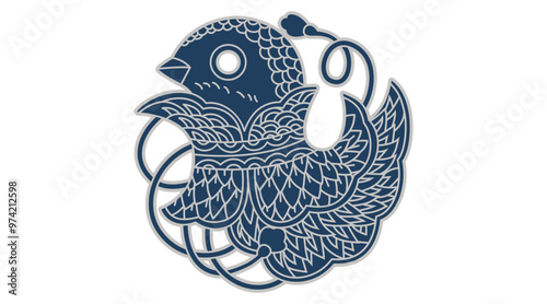 筒描調家紋素材・鳥形兜