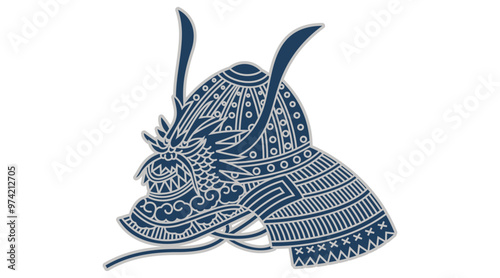 筒描調家紋素材・飛ビ龍兜