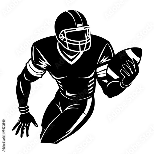  A vector illustration of an American football player sprinting while holding a football, showcasing athleticism and motion