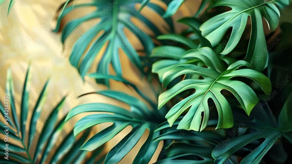 Exploring the vibrant foliage of tropical plants with lush green leaves against a soft background Exploring the vibrant foliage of tropical plants with lush green leaves against a soft background