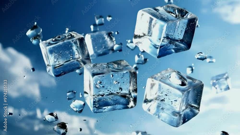 ice cubes on blue