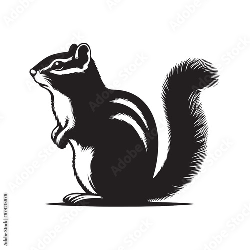 Detailed chipmunk silhouette for versatile artistic designs - Chipmunk black vector
