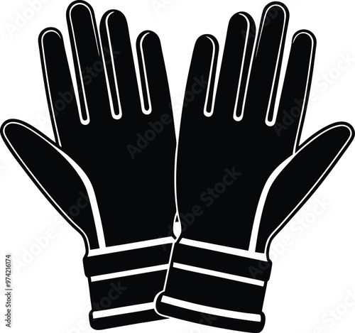 Gloves silhouette Vector Icon, Illustration on black and white.