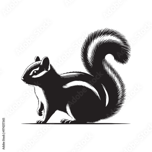 Simplified chipmunk silhouette for versatile artistic work - Chipmunk illustration - minimallest chipmunk vector
