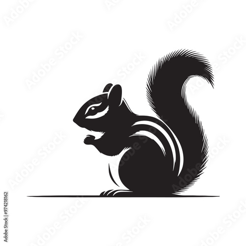 Minimalistic chipmunk silhouette for versatile media applications - Chipmunk illustration - minimallest chipmunk vector
